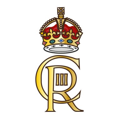 SwINDON, İngiltere - 27 Eylül 2022 - King Charles III 2022 Royal Cypher vektör illüstrasyonu