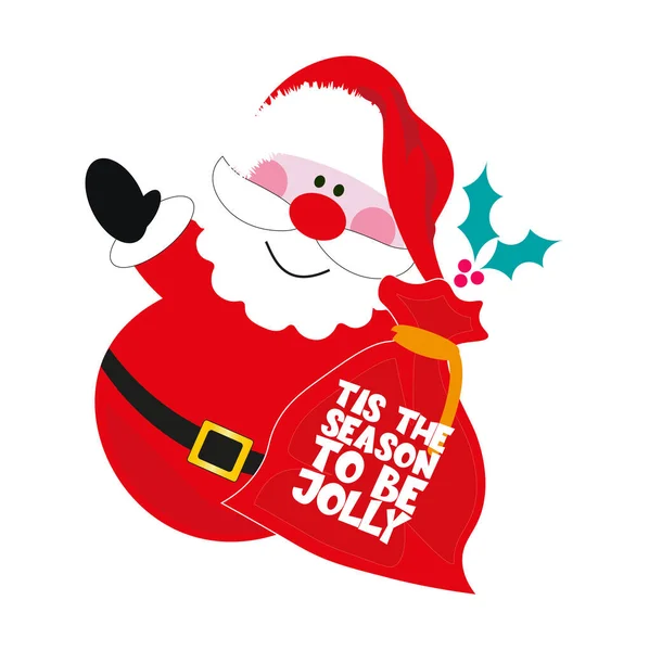 Santa Tis Season Jolly Vector Illustration — Stock Vector