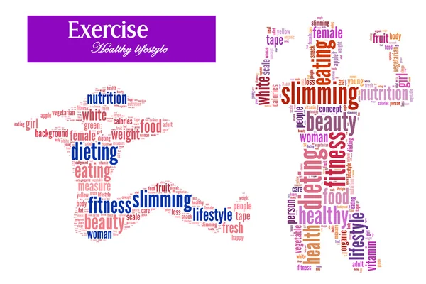 Ćwiczenia i dieta grafika informacji tekst i układ koncepcja — Zdjęcie stockowe