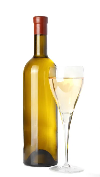 白ワインの瓶、ガラス — ストック写真