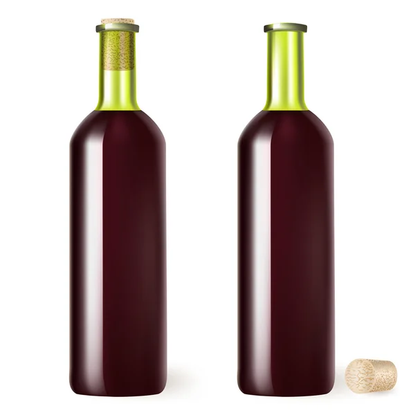 Botella de vino tinto sobre fondo blanco — Vector de stock
