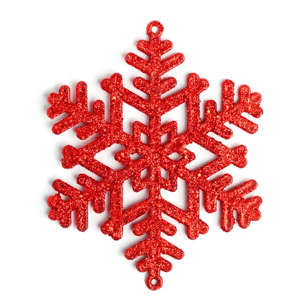 Red decorative snowflake on white background — Stock Photo, Image