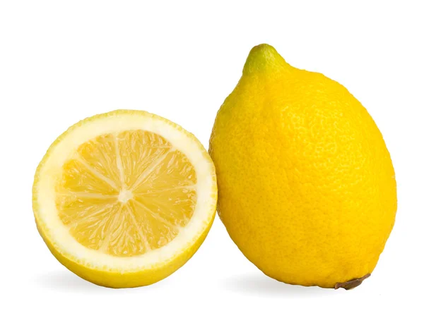 Två citroner på vit — Stockfoto