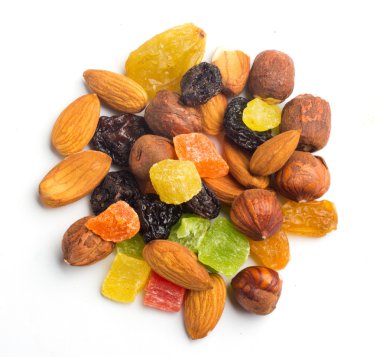 meyve ve fındık üzerinde beyaz görünüm top