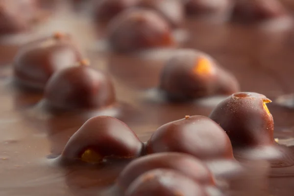 Čokoláda s oříšky makro shot — Stock fotografie