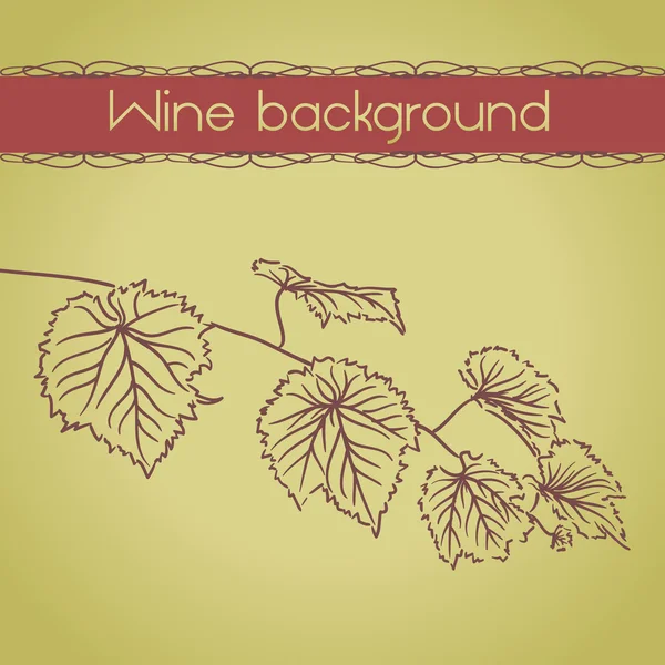 Fondo de vino con contorno de vid — Vector de stock