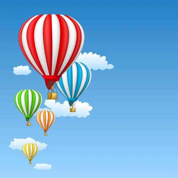 Globos de aire caliente en el cielo — Vector de stock