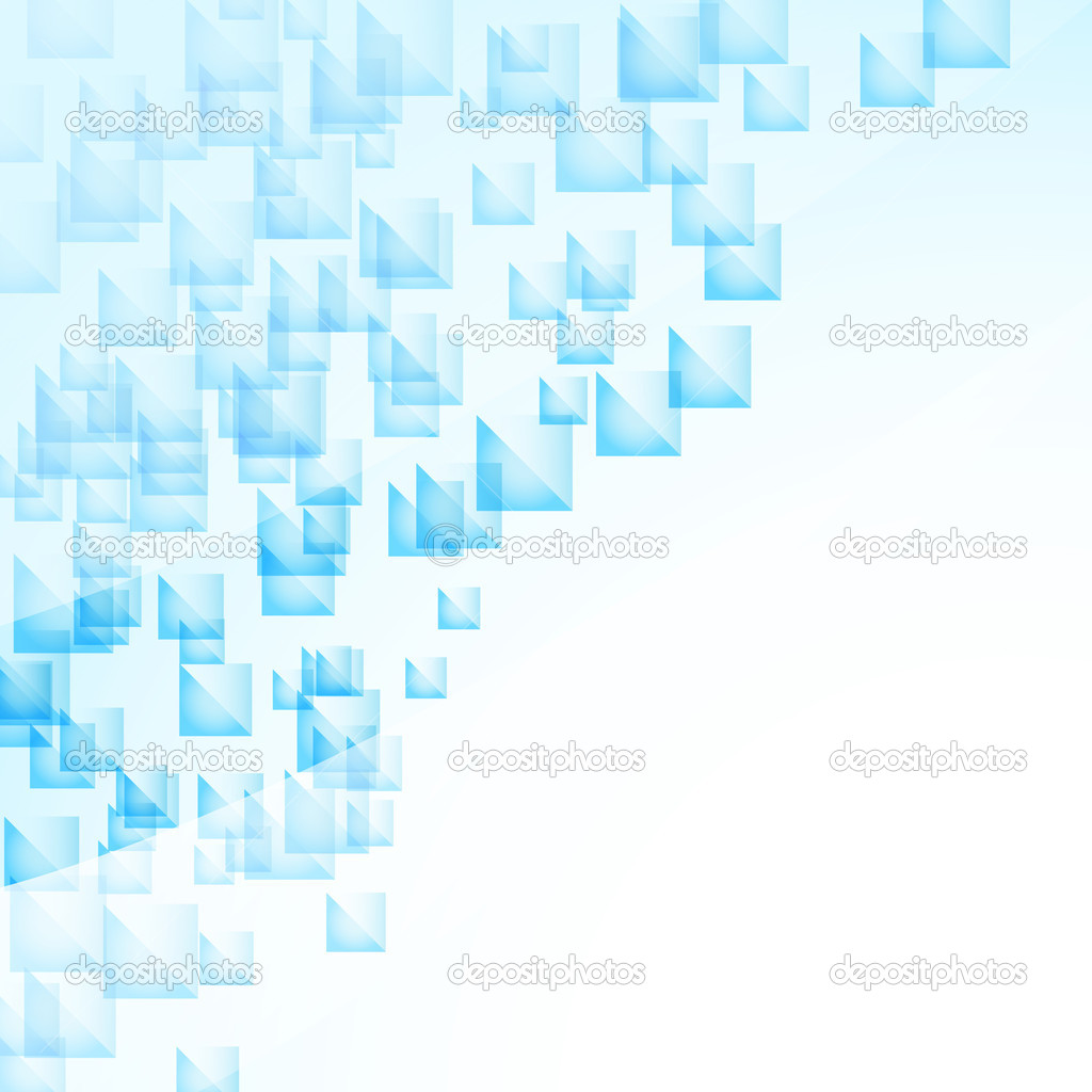 abstract blue background with flying squares