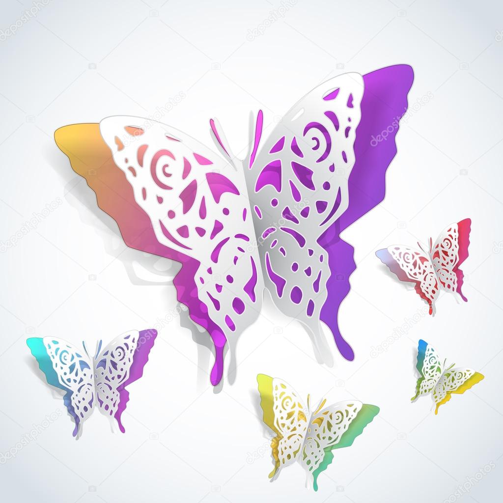 butterflies cutout of white paper