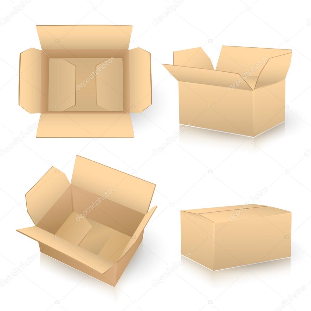 set of carton boxes on white