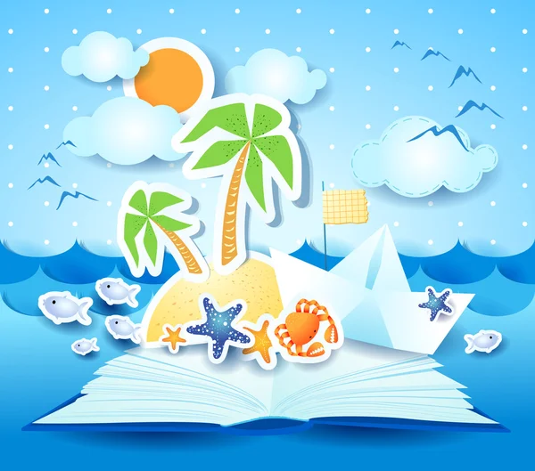 Holidays on the beach, the book — Stock Vector