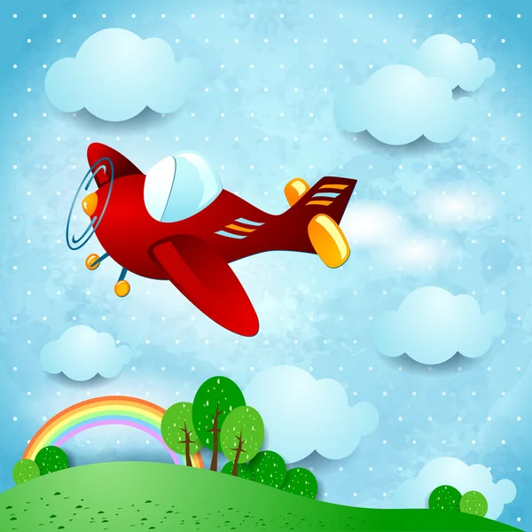 Red airplane — Stock Vector