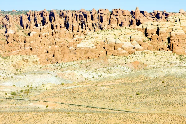 Národním parku Arches s la sal horami, utah, usa — Stock fotografie