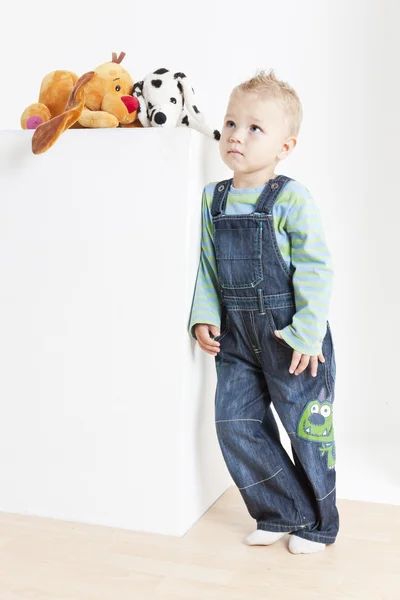 Portret van kleine jongen met een speelgoed — Stockfoto