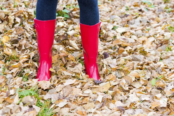 Detail of woman wearing rubber boots — Stock Photo, Image