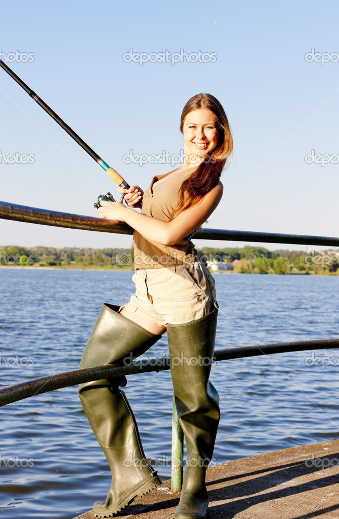 Woman fishing in river, Czech Republic Stock Photo by ©phb.cz 13586374