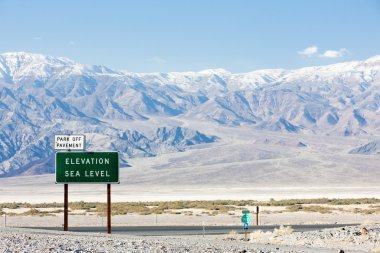 Elevation sea level sign, Death Valley National Park, California clipart