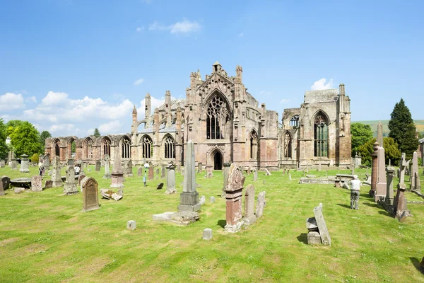 梅尔罗斯修道院、 苏格兰边界、 苏格兰的废墟 — 图库照片