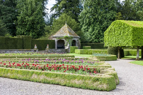 Italiaanse tuin van glamis kasteel, angus, Schotland — Stockfoto