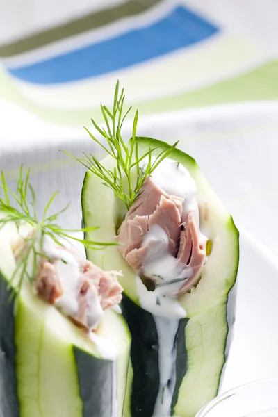 Tonfisk sallad på gurka — Stockfoto