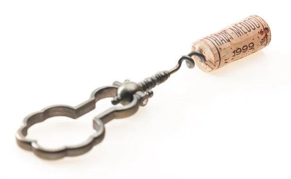 Corkscrew with a cork — Stock Photo, Image