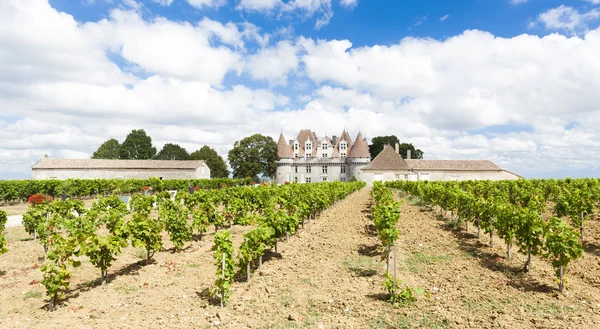 Monbazillac kasteel met wijngaard, aquitaine, Frankrijk — Stockfoto