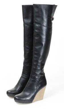 modaya uygun platform siyah çizmeler