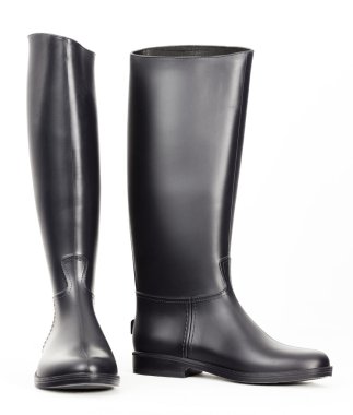 black rubber boots
