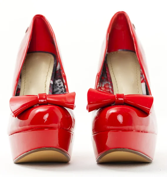 Fashionable platform red pumps — Stock Photo, Image