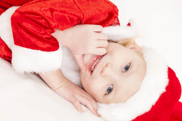 Retrato de niña como Santa Claus — Foto de Stock