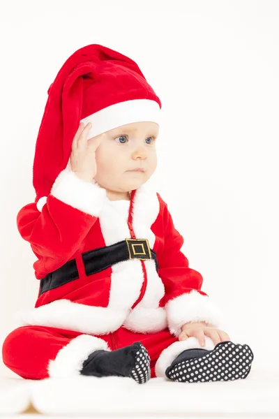 Kleines Mädchen als Weihnachtsmann — Stockfoto