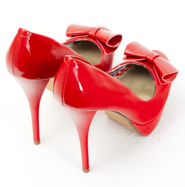 Fashionable platform red pumps — Stock Photo, Image