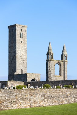 ruins of St. Rule's church and cathedral, St Andrews, Fife, Scot clipart