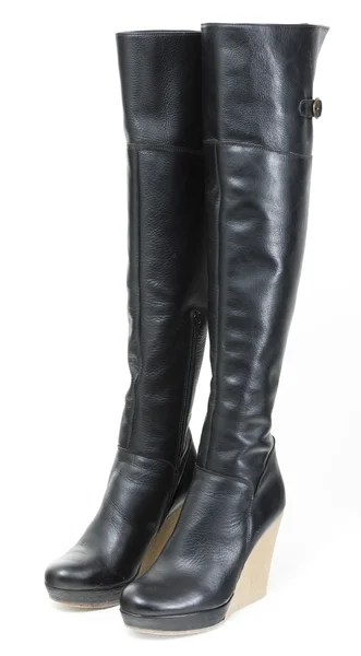 Fashionable platform black boots — Stock Photo, Image