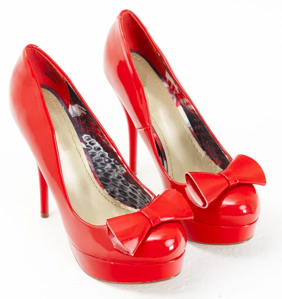 Fashionable platform red pumps — Stock Photo, Image