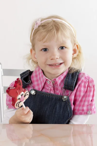 Portrait de petite fille avec une sucette de Pâques — Photo