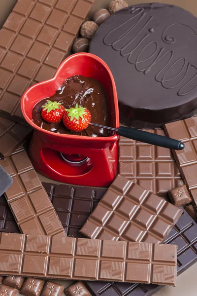 Chocolate fondue — Stock Photo, Image