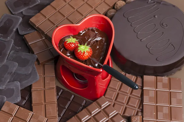 Chocolade fondue — Stockfoto