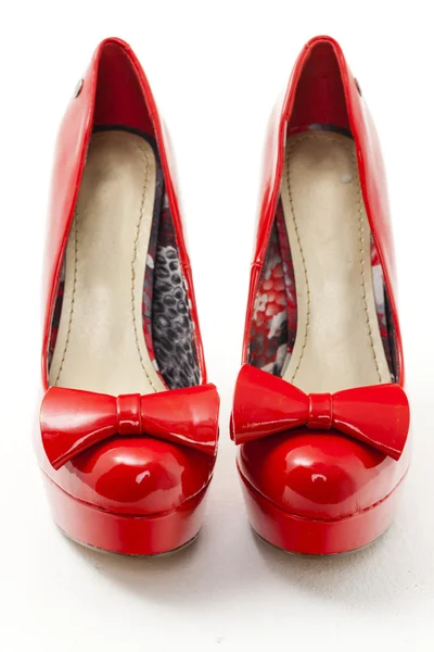 Fashionable platform red pumps — Stock Photo, Image