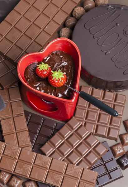 Chocolate fondue — Stock Photo, Image