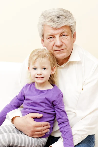 Portrait of grandfather with his granddaughter — Stock Photo, Image