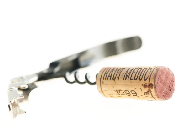 Corkscrew with a cork — Stock Photo, Image