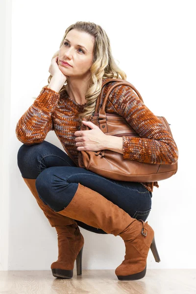 Woman wearing fashionable clothes — Stock Photo, Image