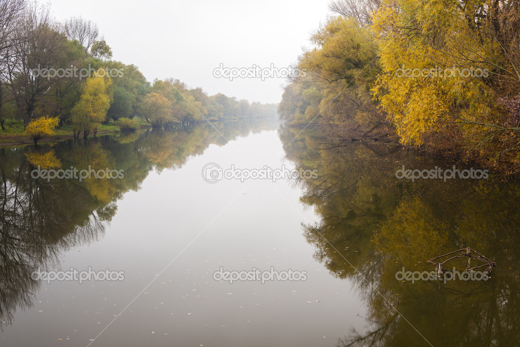 Small Danube river in autumn