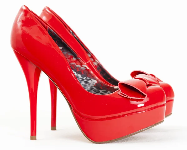 Fashionable platform red pumps — Stock Photo, Image