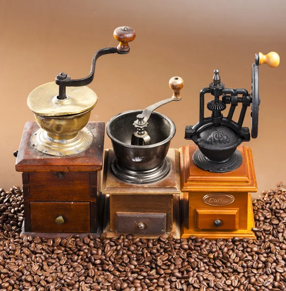 Coffee mills with coffee beans — Stock Photo, Image