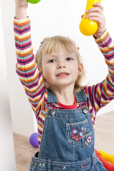 Girl with skittles — Stock Photo, Image