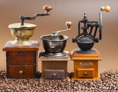 coffee mills with coffee beans clipart