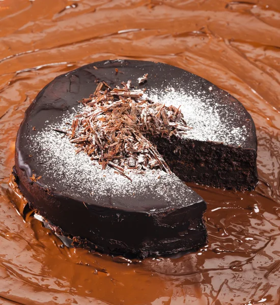 Choklad med chokladkaka — Stockfoto