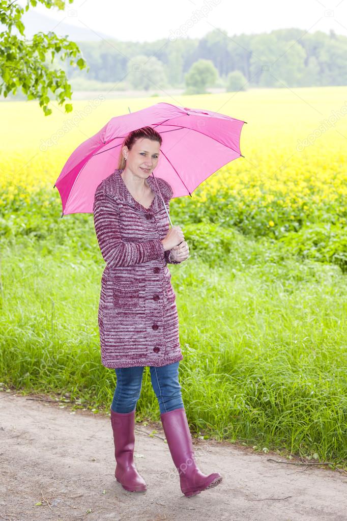 Woman wearing rubber boots Stock Photo by ©phb.cz 46534953